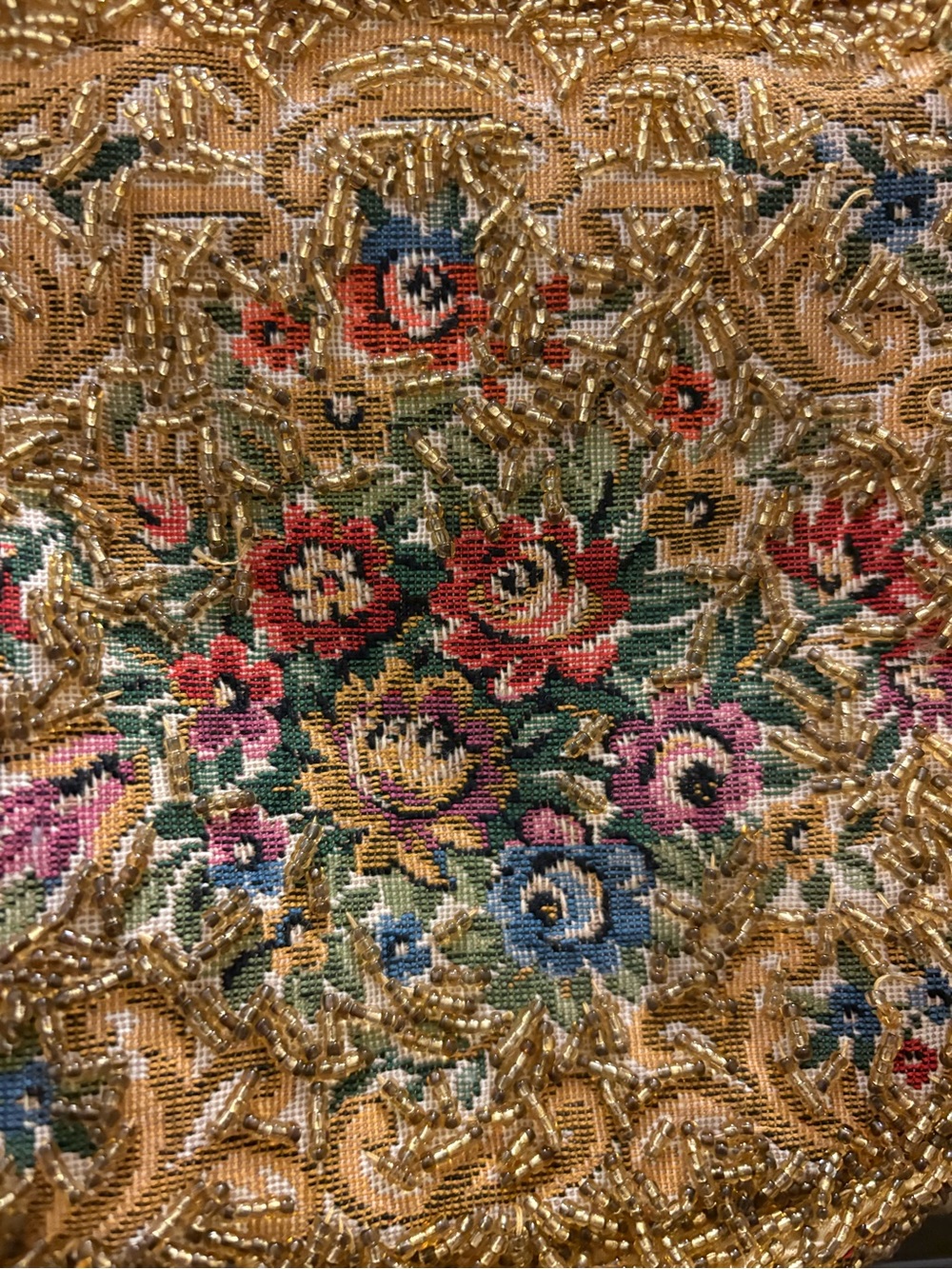 Vintage MAGID Floral Beaded Hand Bag